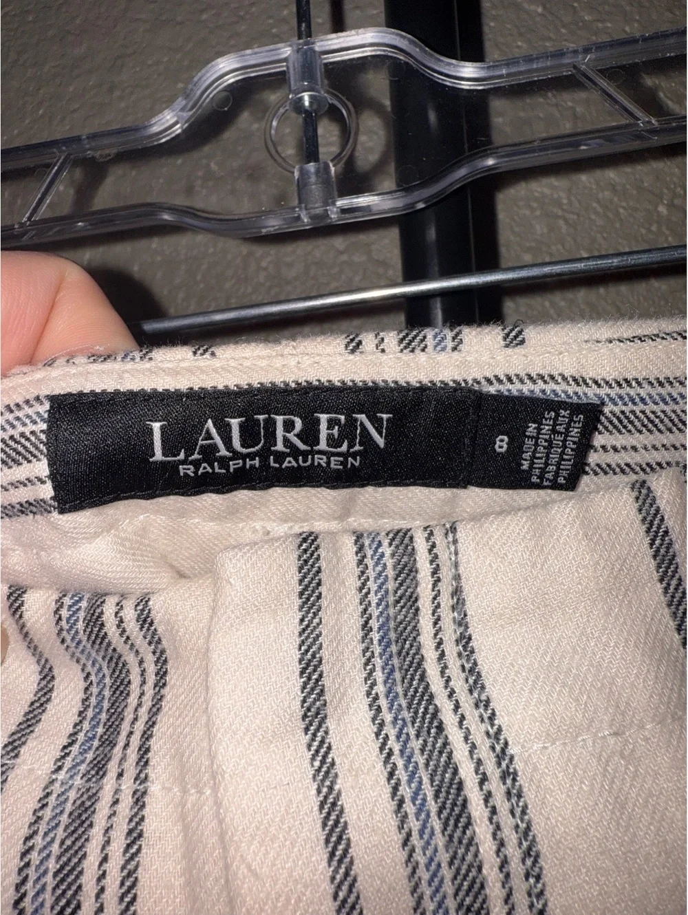 Lauren Ralph Lauren Women’s Size 8 Striped Linen Blend Pleated Crop Pants
